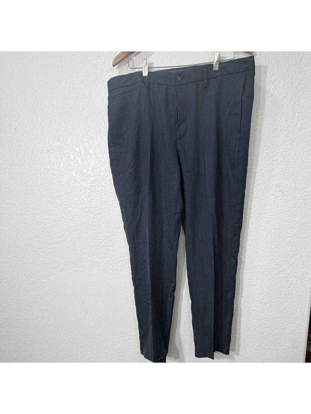 Chaps Men's Navy Pleated Dress Pants 38" Waist Polyester Regular Fit Tapered